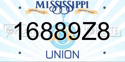 16889Z8 Mississippi License Plate
