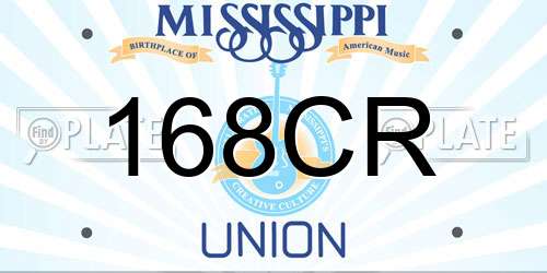 168CR Mississippi License Plate
