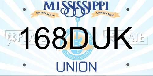168DUK Mississippi License Plate