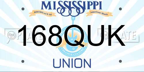 168QUK Mississippi License Plate