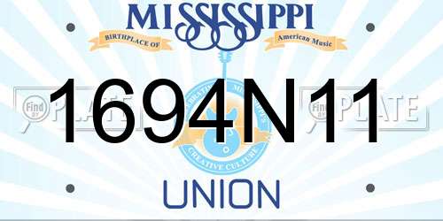 1694N11 Mississippi License Plate