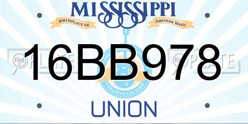 16BB978 Mississippi License Plate
