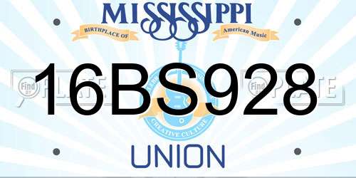 16BS928 Mississippi License Plate
