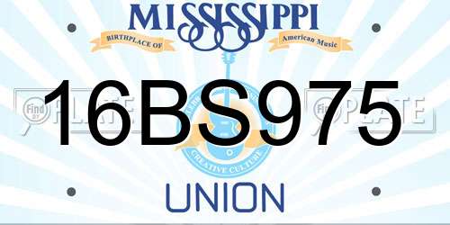16BS975 Mississippi License Plate