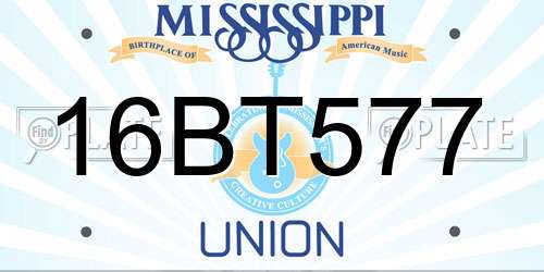 16BT577 Mississippi License Plate