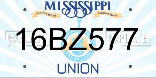 16BZ577 Mississippi License Plate