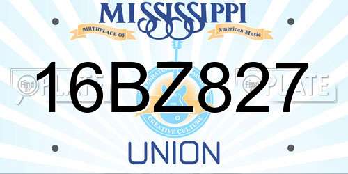 16BZ827 Mississippi License Plate