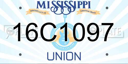16C1097 Mississippi License Plate