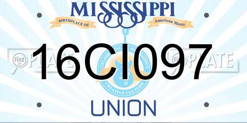 16CI097 Mississippi License Plate