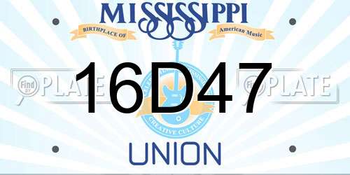 16D47 Mississippi License Plate