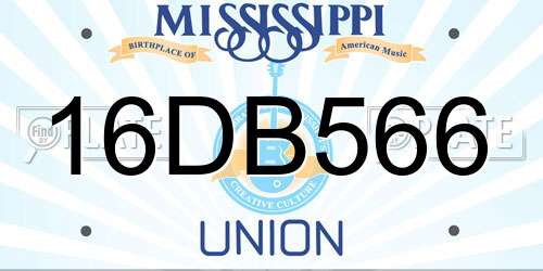 16DB566 Mississippi License Plate