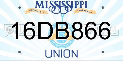 16DB866 Mississippi License Plate