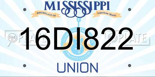 16DI822 Mississippi License Plate