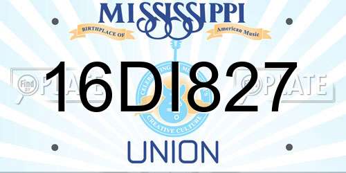 16DI827 Mississippi License Plate