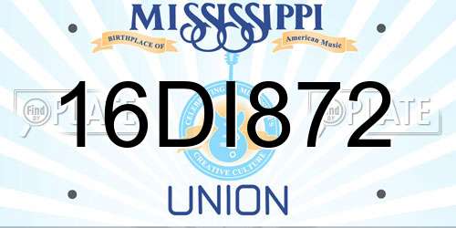 16DI872 Mississippi License Plate