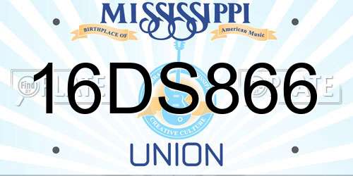 16DS866 Mississippi License Plate