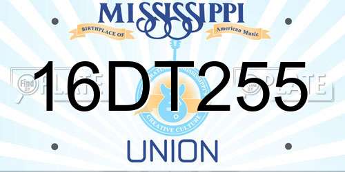 16DT255 Mississippi License Plate