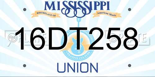 16DT258 Mississippi License Plate