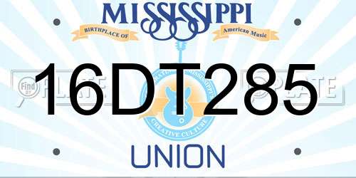 16DT285 Mississippi License Plate