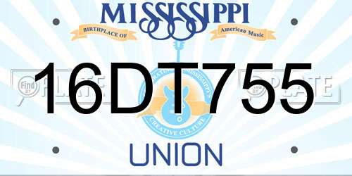 16DT755 Mississippi License Plate