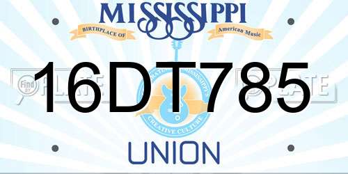 16DT785 Mississippi License Plate