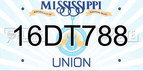 16DT788 Mississippi License Plate