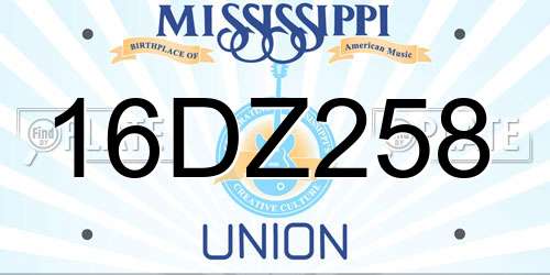 16DZ258 Mississippi License Plate