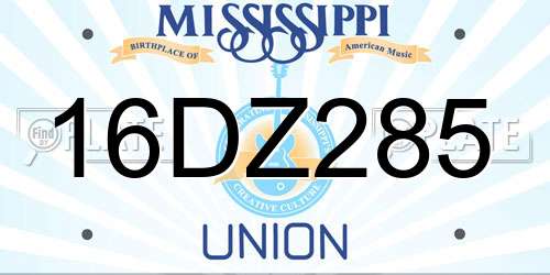 16DZ285 Mississippi License Plate