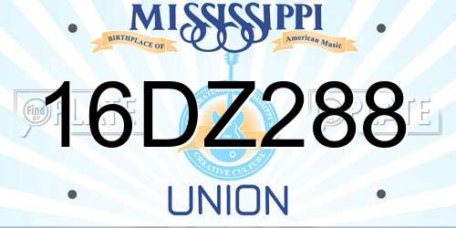 16DZ288 Mississippi License Plate