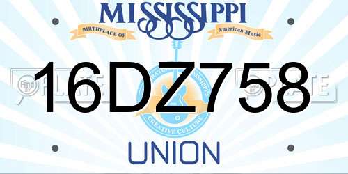 16DZ758 Mississippi License Plate