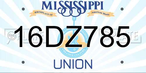 16DZ785 Mississippi License Plate