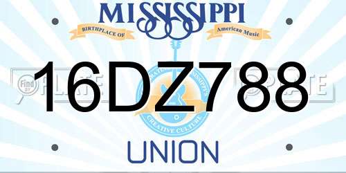 16DZ788 Mississippi License Plate