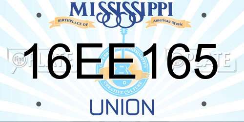 16EE165 Mississippi License Plate