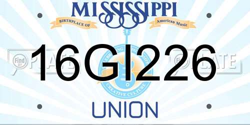 16GI226 Mississippi License Plate
