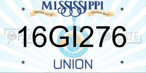 16GI276 Mississippi License Plate