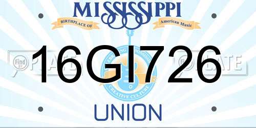 16GI726 Mississippi License Plate