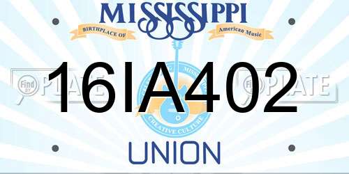 16IA402 Mississippi License Plate