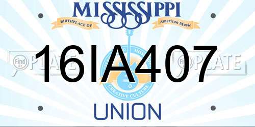 16IA407 Mississippi License Plate