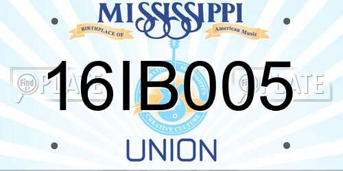 16IB005 Mississippi License Plate