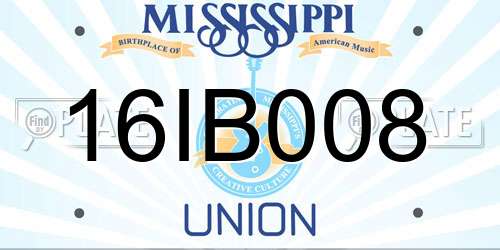 16IB008 Mississippi License Plate