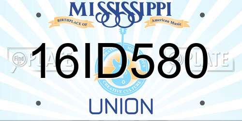 16ID580 Mississippi License Plate