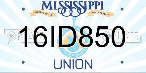 16ID850 Mississippi License Plate