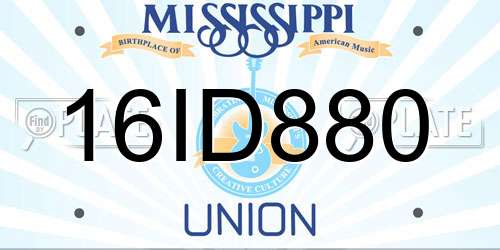 16ID880 Mississippi License Plate