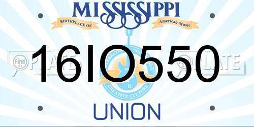 16IO550 Mississippi License Plate