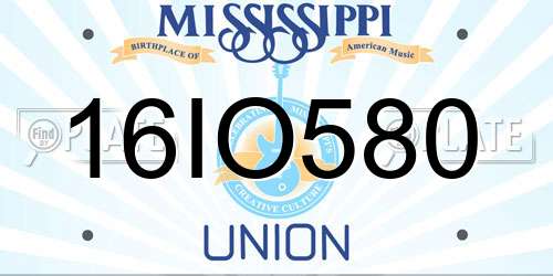 16IO580 Mississippi License Plate