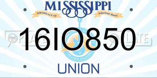 16IO850 Mississippi License Plate