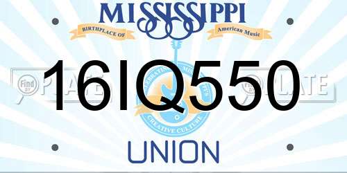 16IQ550 Mississippi License Plate