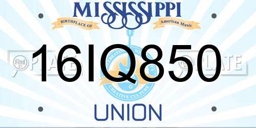 16IQ850 Mississippi License Plate