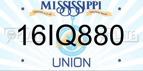 16IQ880 Mississippi License Plate
