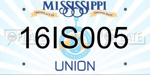 16IS005 Mississippi License Plate